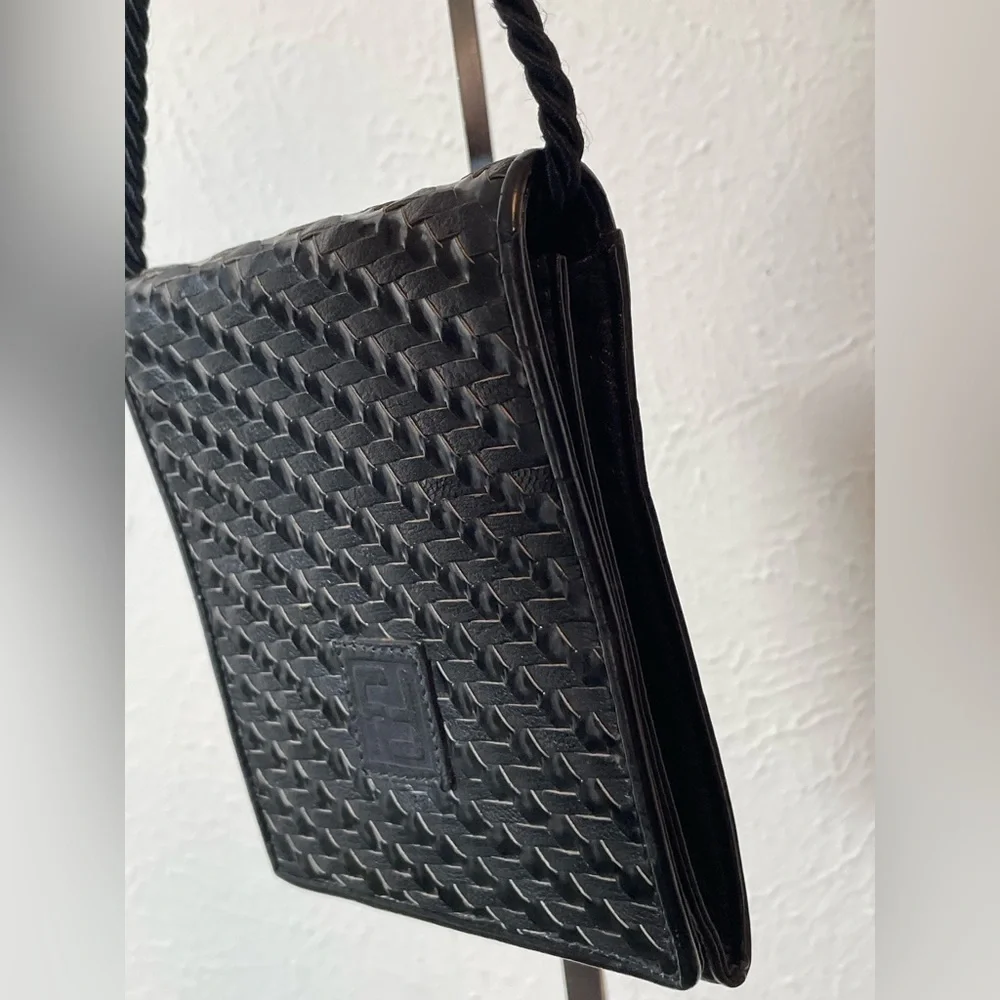 Fendi Vintage Black Woven Leather Rope Strap Crossbody Bag - Picture 2 of 16